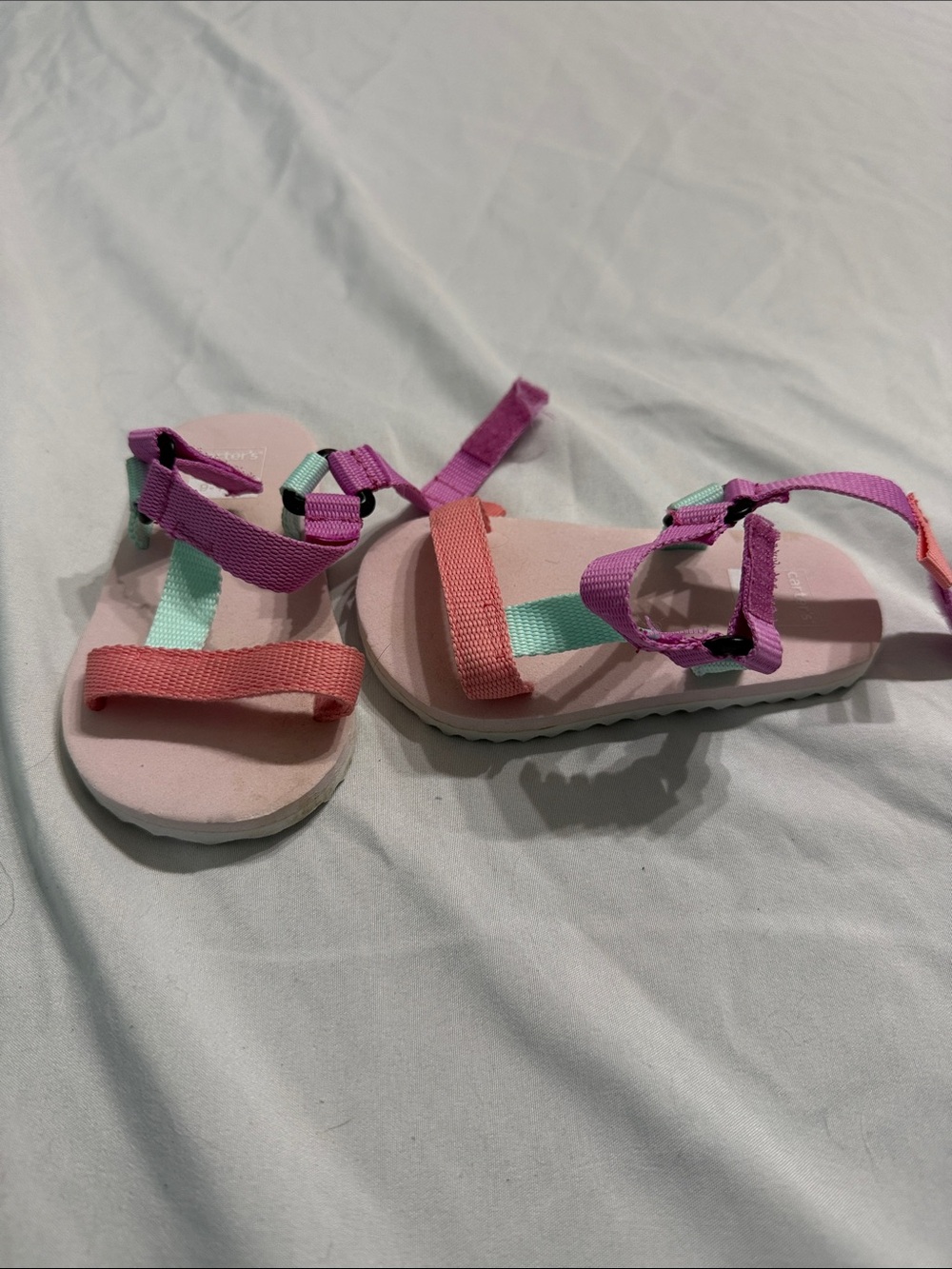 Carter's Pink Footbed Sandals with Purple, Coral & Mint Straps